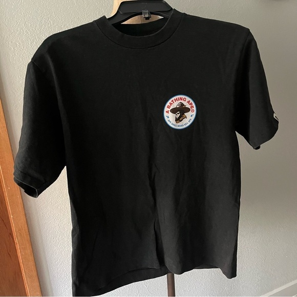 BAPE sz M Black Tee Tshirt Bathing Ape Short Sleeve Made in Japan - Picture 1 of 13